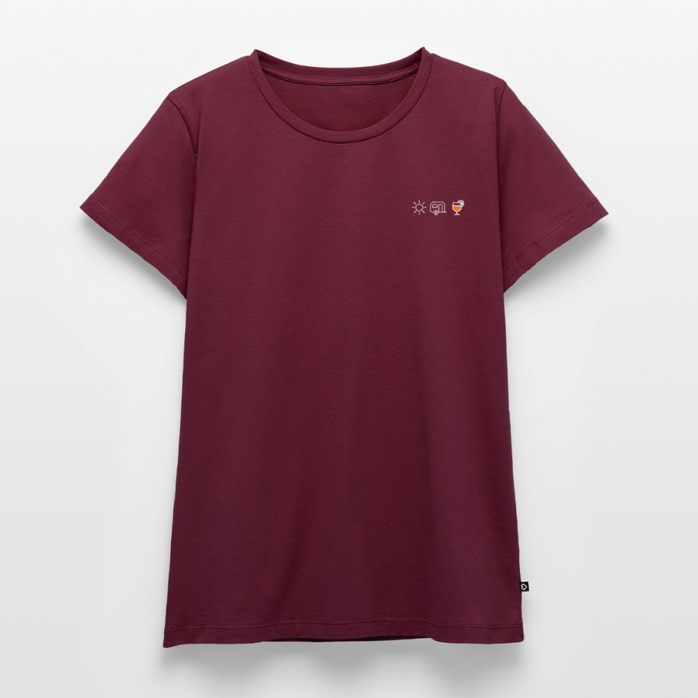 Sonne Wohnwagen Aperol - Damen Camping T-Shirt - Burgunderrot