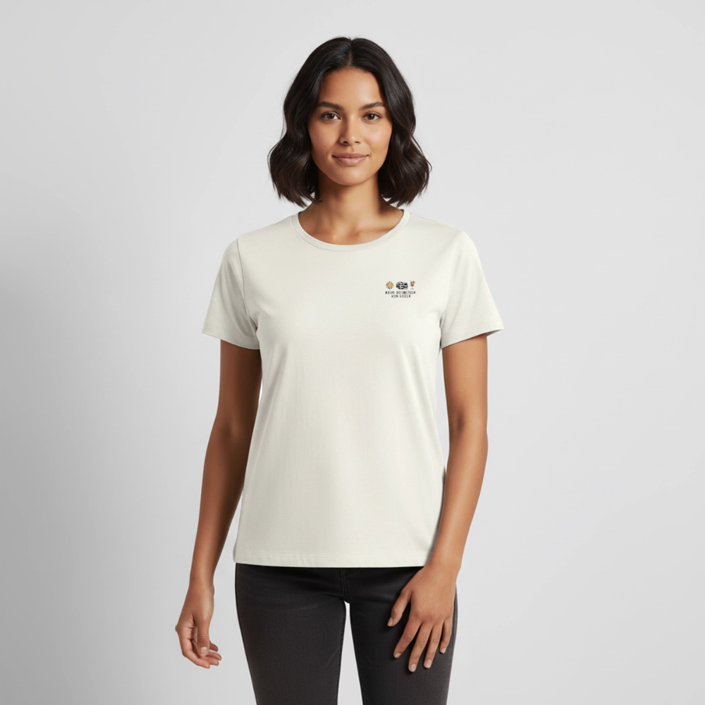 Definition von Glück - Damen Camping T-Shirt - Wohnwagen - Naturweiß