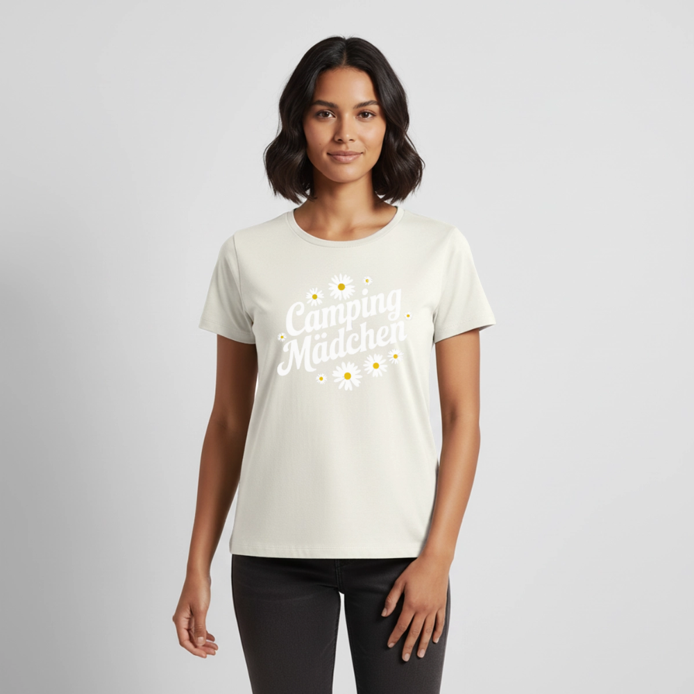 Camping Mädchen - Damen Camping T-Shirt - Naturweiß