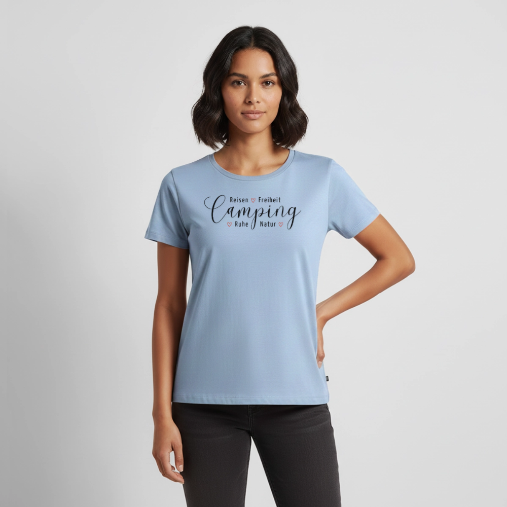 Camping Lifestyle Liebe - Damen Camping T-Shirt - Hellblau