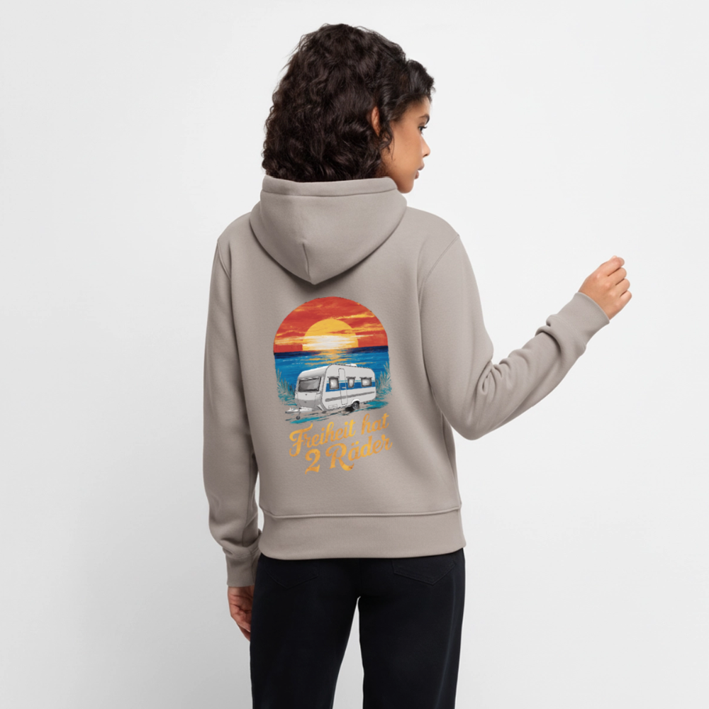 SPOD - Freiheit hat 2 Räder - Damen Camping Hoodie - Wohnwagen - Taupe