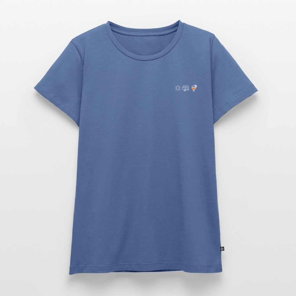 Sonne Wohnwagen Aperol - Damen Camping T-Shirt - Taubenblau
