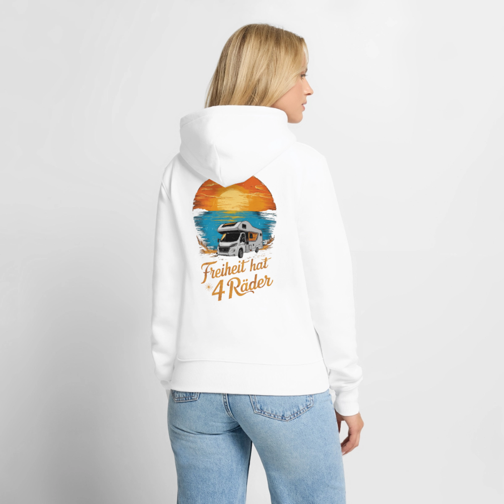 SS - Freiheit hat 4 Räder - Damen Camping Hoodie - Wohnmobil - Weiß