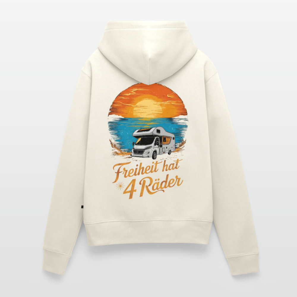 SS - Freiheit hat 4 Räder - Damen Camping Hoodie - Wohnmobil - Naturweiß
