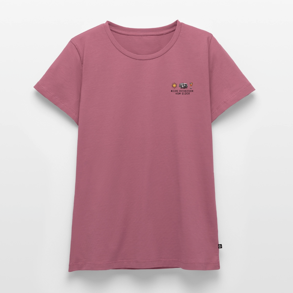 Definition von Glück - Damen Camping T-Shirt - Wohnwagen - Mauve