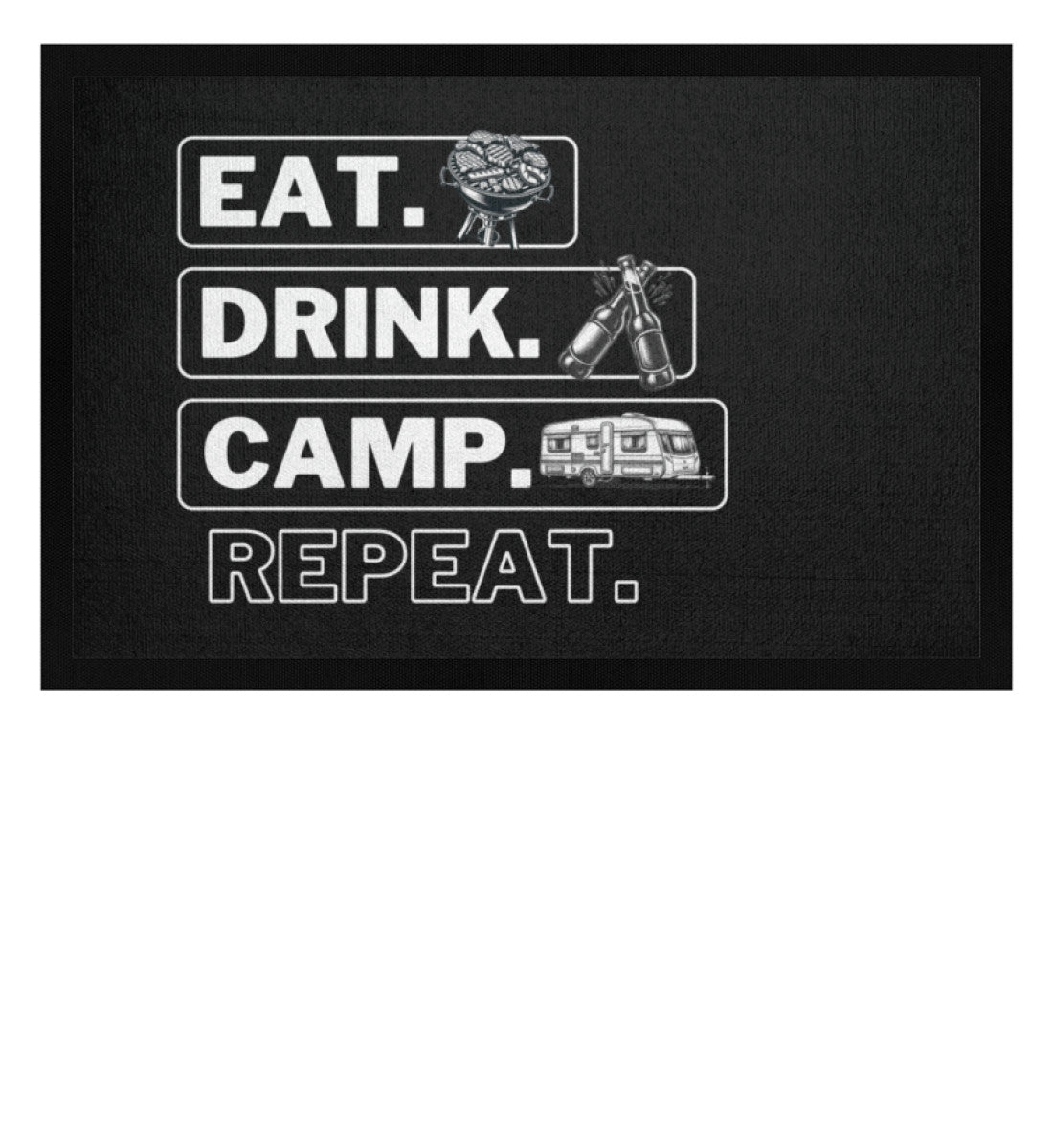 Eat Sleep Wohnwagen Repeat - Camping Fußmatte - LazyDonkeyDesign