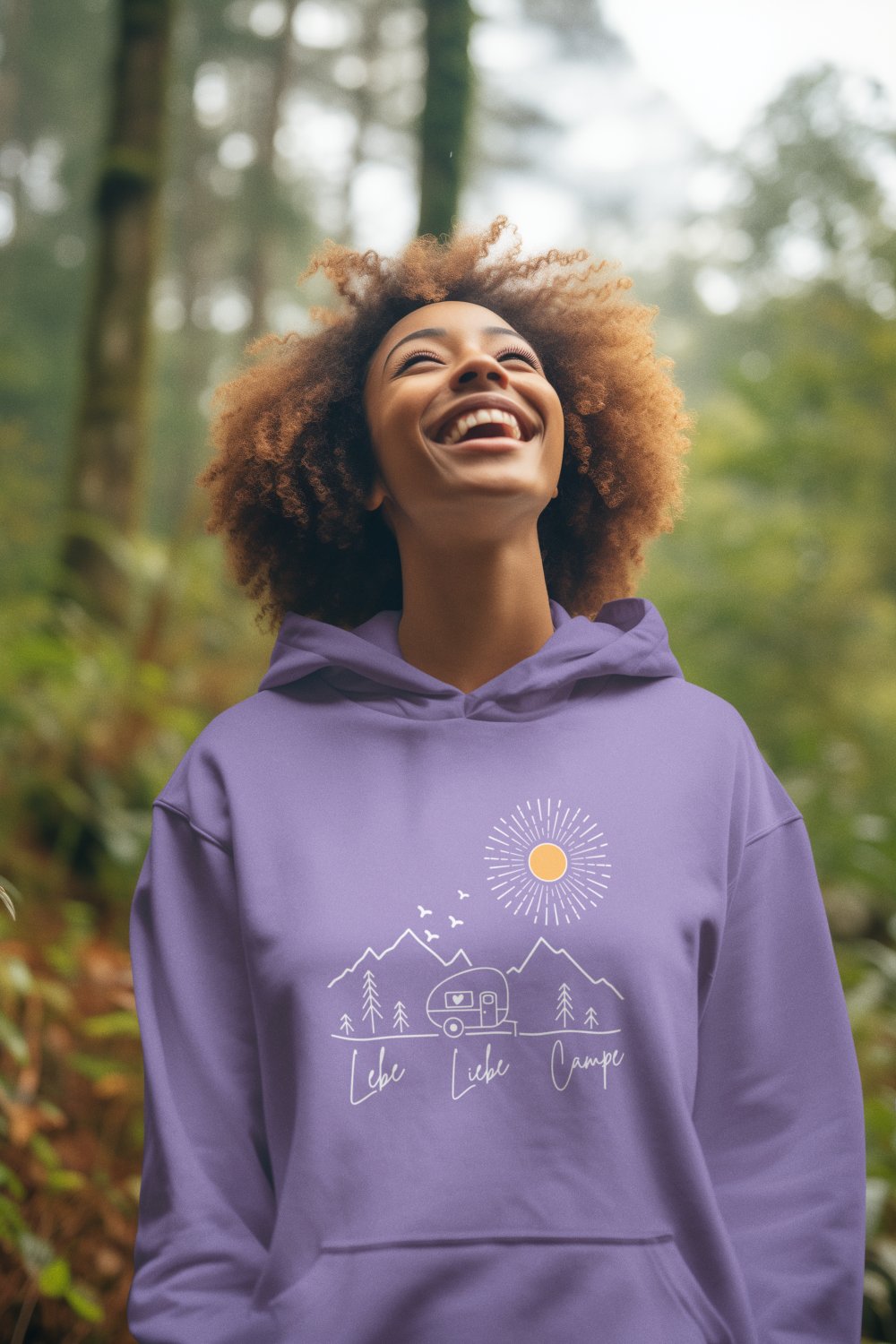 Damen Camping Hoodie mit Brustprint