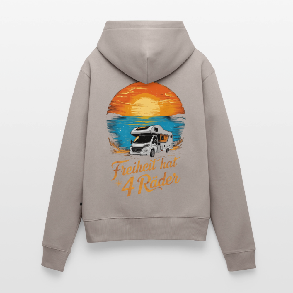 SS - Freiheit hat 4 Räder - Damen Camping Hoodie - Wohnmobil - Taupe