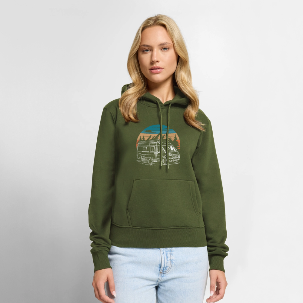 SPOD - Vanlife mit Hund - Damen Camping Hoodie - Khaki