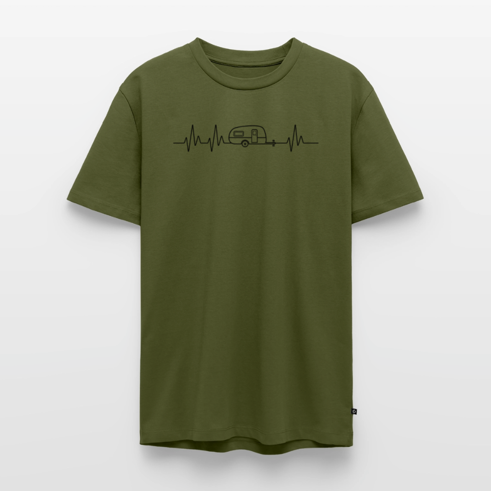 Herzschlag EKG Wohnwagen - Herren Camping T-Shirt - Khaki