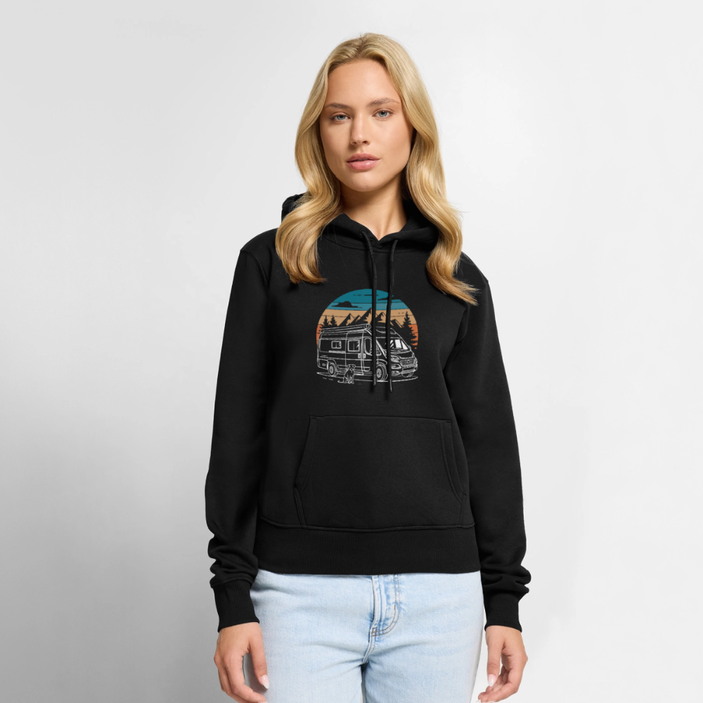 SPOD - Vanlife mit Hund - Damen Camping Hoodie - Schwarz