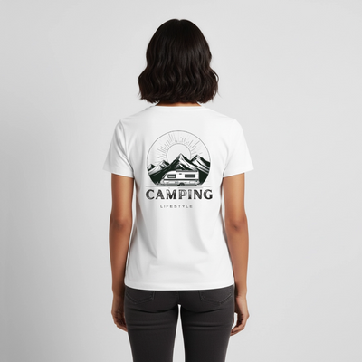 Camping Lifestyle - Damen Camping T-Shirt - Weiß