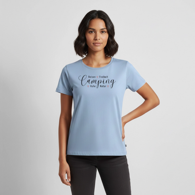 Camping Lifestyle Liebe - Damen Camping T-Shirt - Hellblau