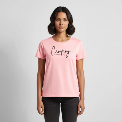 Camping Lifestyle Liebe - Damen Camping T-Shirt - Rosa