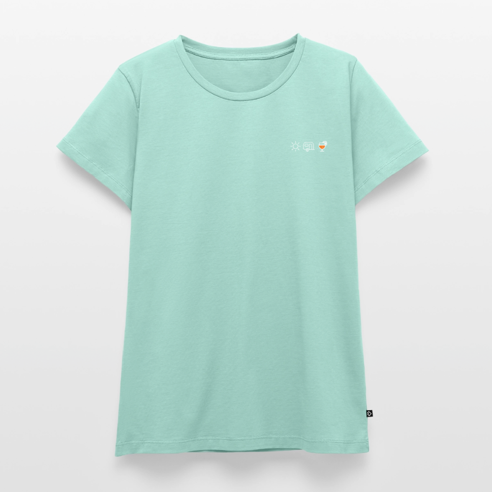 Sonne Wohnwagen Aperol - Damen Camping T-Shirt - Mint 