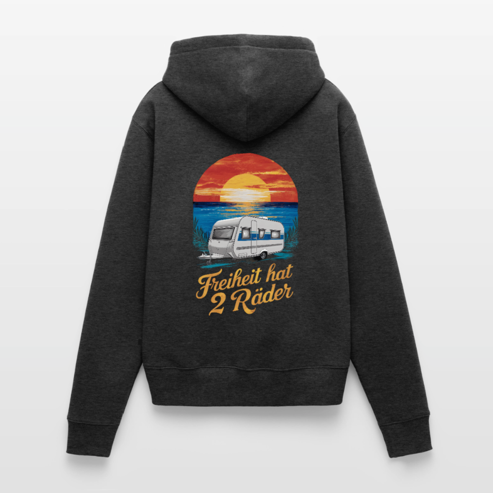 SPOD - Freiheit hat 2 Räder - Damen Camping Hoodie - Wohnwagen - Anthrazit meliert