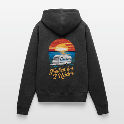 SPOD - Freiheit hat 2 Räder - Damen Camping Hoodie - Wohnwagen - Anthrazit meliert