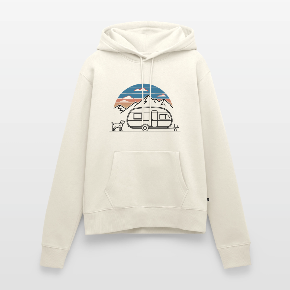 SPOD - Wohnwagen mit Hund - Damen Camping Hoodie - Naturweiß