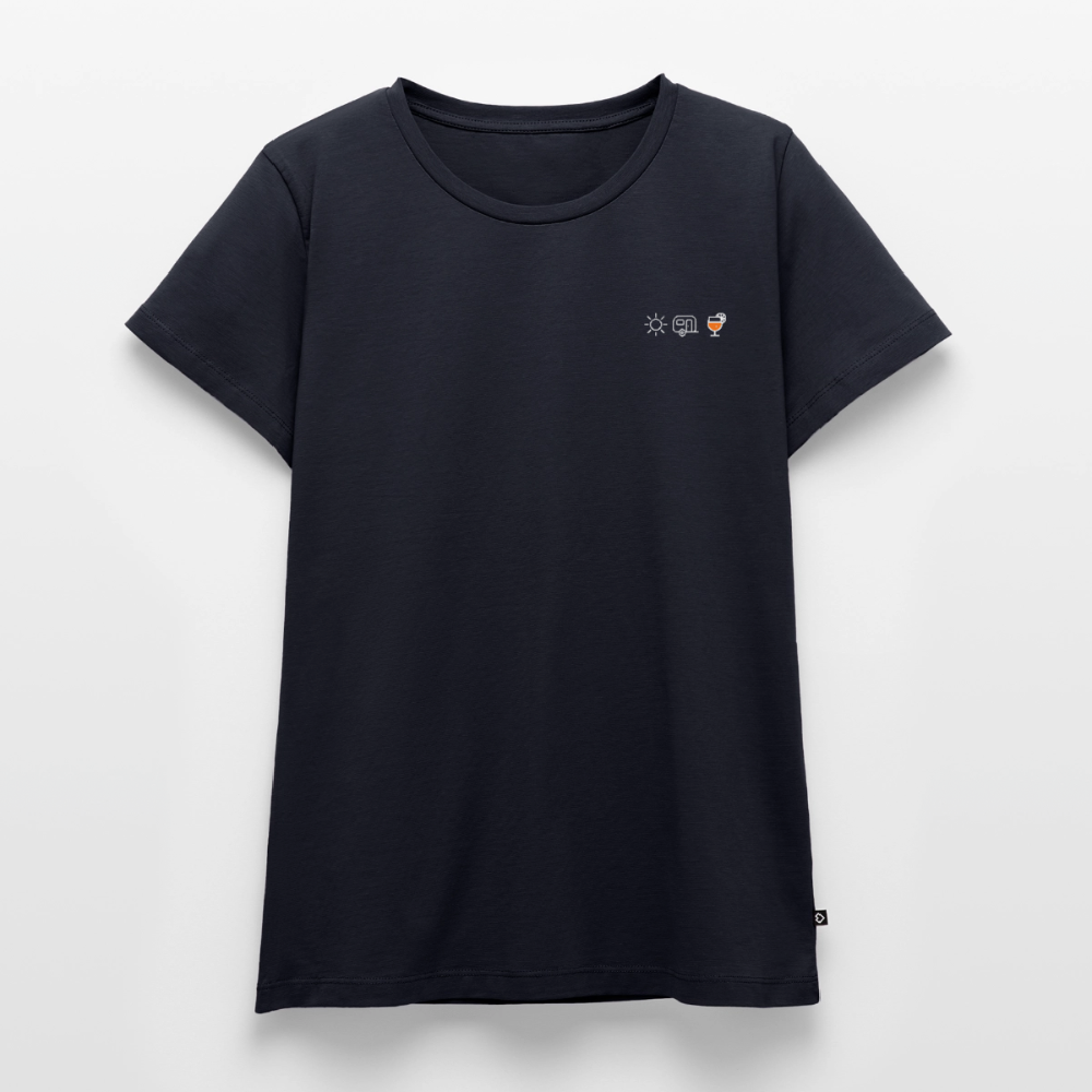Sonne Wohnwagen Aperol - Damen Camping T-Shirt - Navy