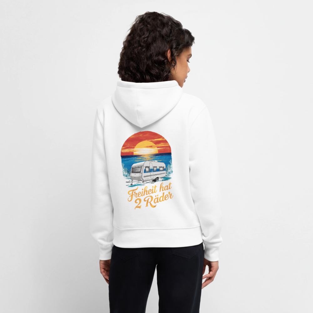 SPOD - Freiheit hat 2 Räder - Damen Camping Hoodie - Wohnwagen - Weiß