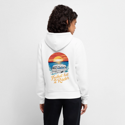 SPOD - Freiheit hat 2 Räder - Damen Camping Hoodie - Wohnwagen - Weiß