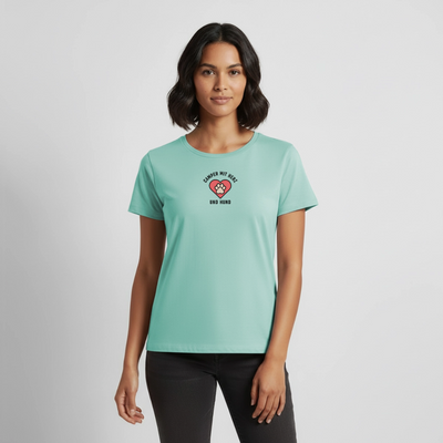 Herz und Hund - Damen Camping T-Shirt - Mint 