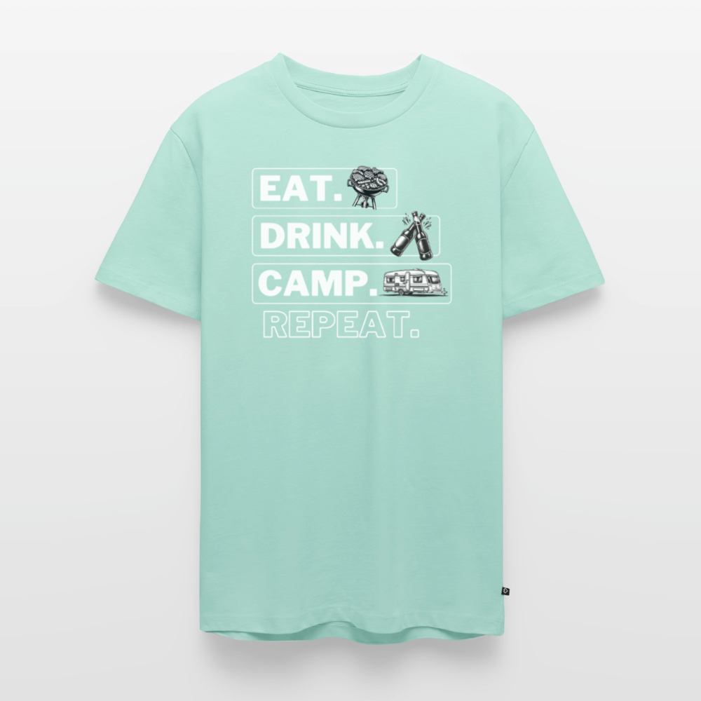 Eat Drink Camp - Herren Camping T-Shirt - Wohnwagen - Mint 