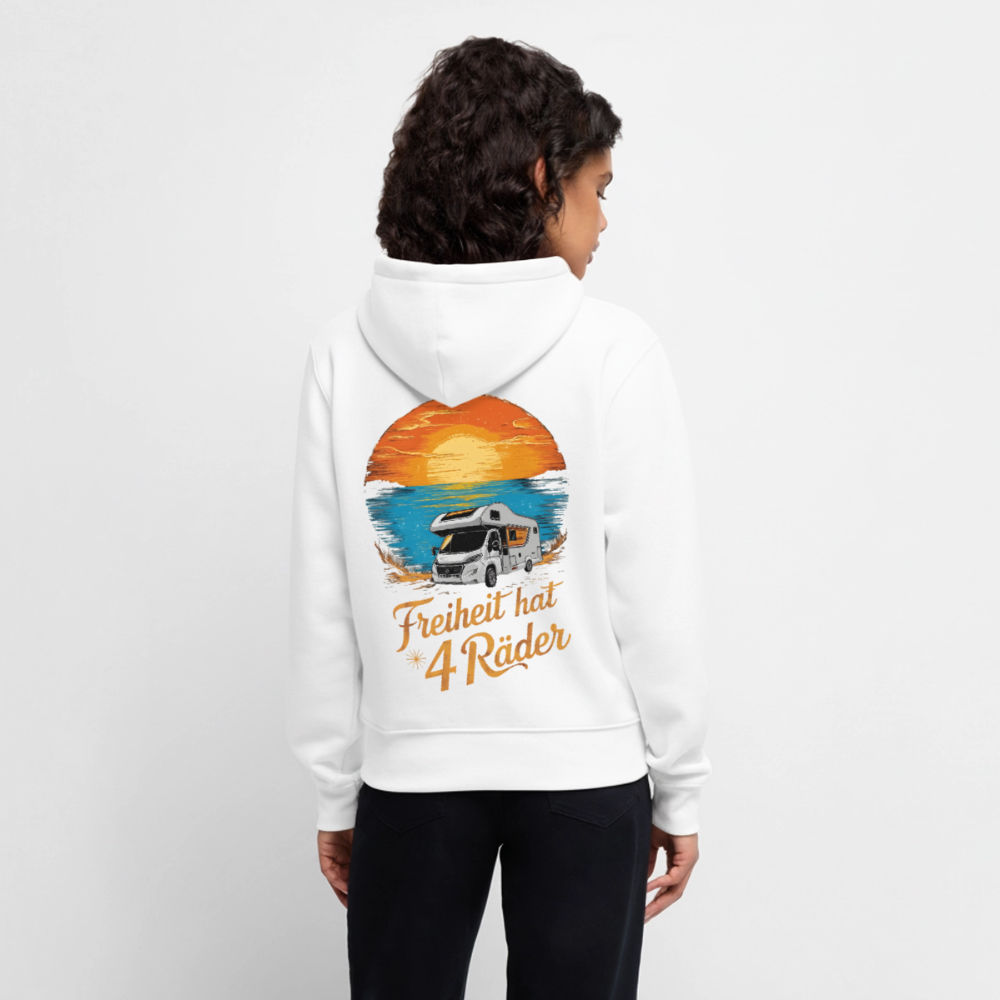 SS - Freiheit hat 4 Räder - Damen Camping Hoodie - Wohnmobil - Weiß