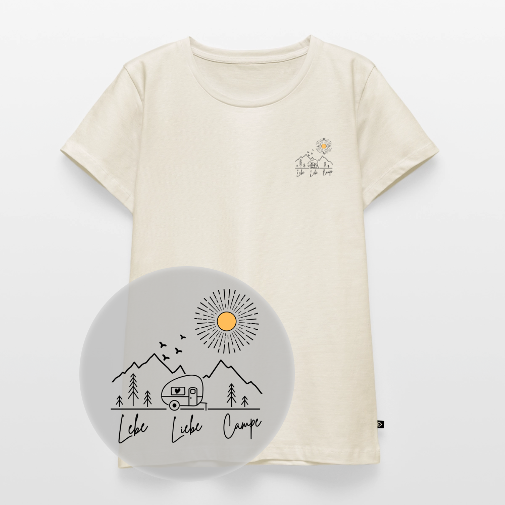 Lebe Liebe Campe - Damen Camping T-Shirt - Brust