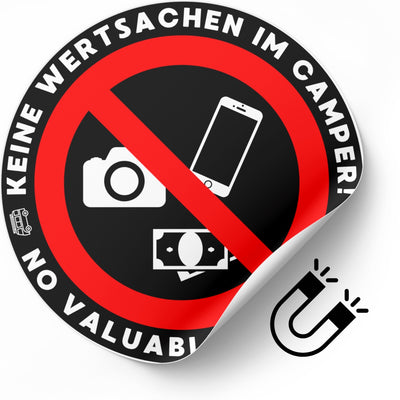 Magnetischer Warnaufkleber - Keine Wertsachen im Camper